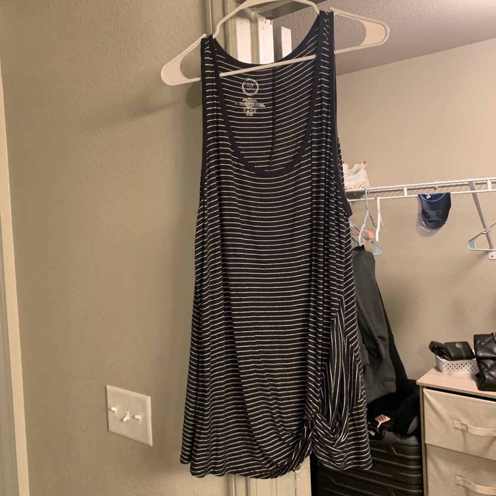 Black and white stripe long tank